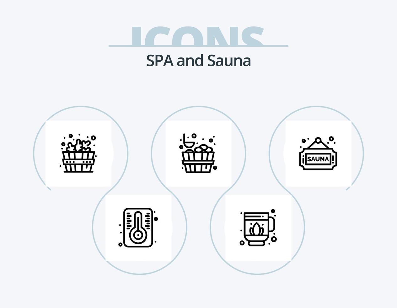 pack d'icônes de ligne de sauna 5 conception d'icônes. . . fleur. rx. mortier vecteur