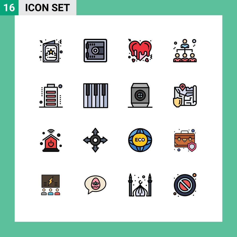 ensemble de 16 symboles d'icônes d'interface utilisateur modernes signes pour les appareils réseau de partage de coeur de batterie éléments de conception vectoriels créatifs modifiables vecteur