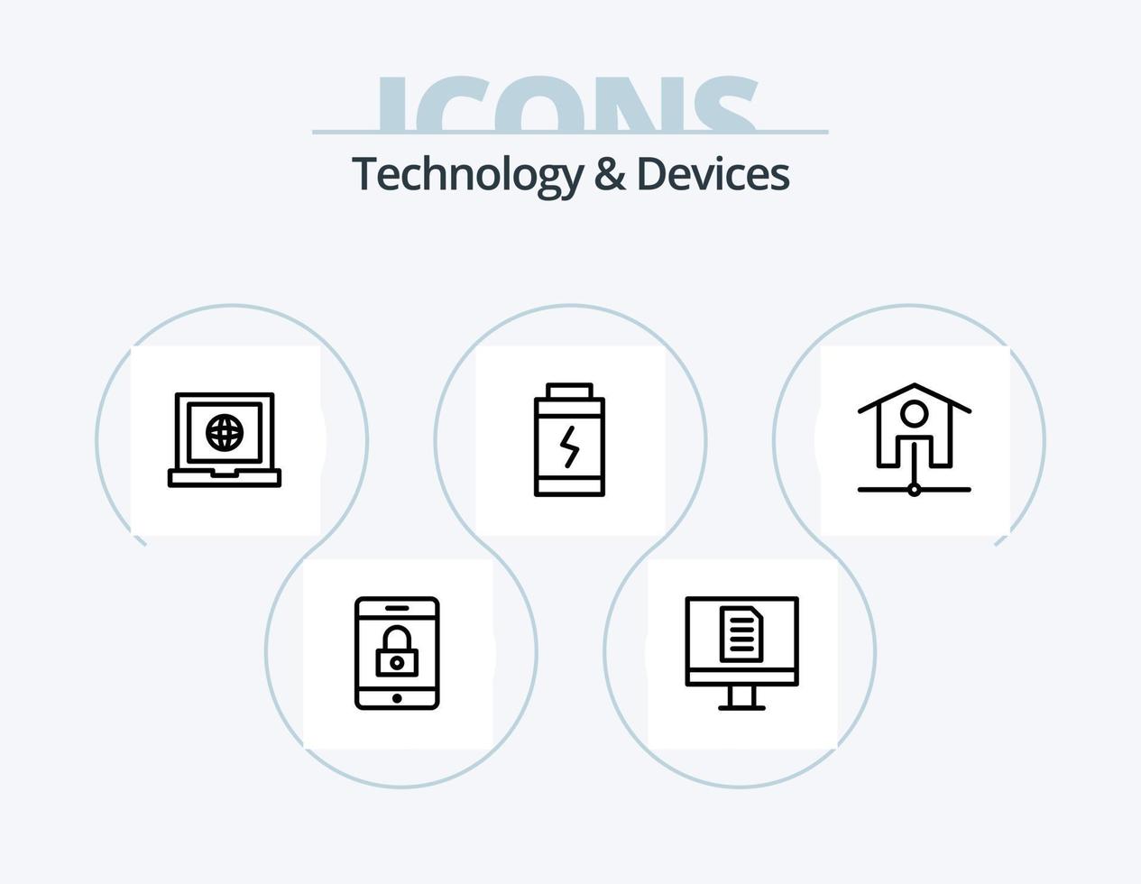 pack d'icônes de ligne d'appareils 5 conception d'icônes. . portable. . dispositifs vecteur