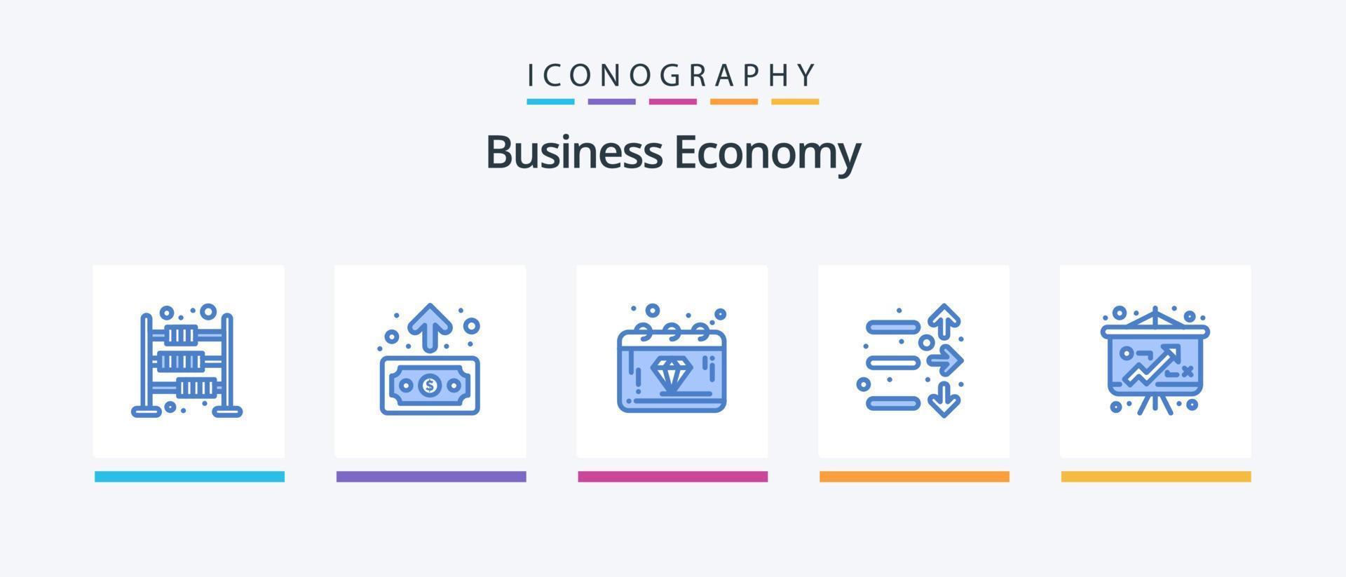 pack d'icônes bleu économie 5, y compris l'économie. marché. bancaire. économie. de l'argent. conception d'icônes créatives vecteur