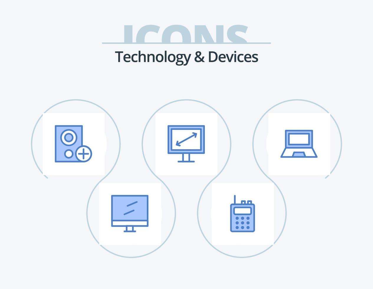 appareils bleu icône pack 5 conception d'icônes. Matériel. dispositifs. gadget. des ordinateurs. affichage vecteur
