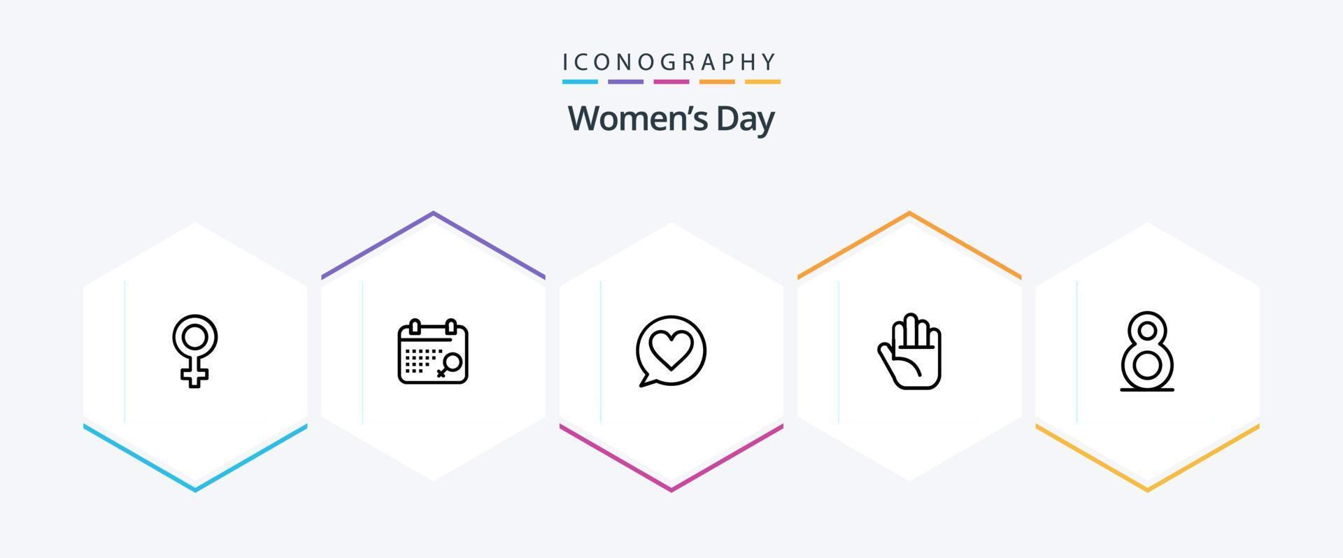 pack d'icônes de 25 lignes pour la journée des femmes, y compris le jour. femmes. plan. cœur. discuter vecteur