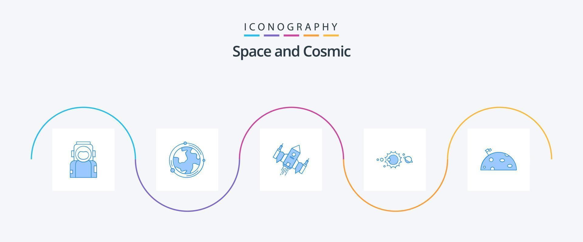 pack d'icônes space blue 5 comprenant le système. géographie. extraterrestre. bateau vecteur