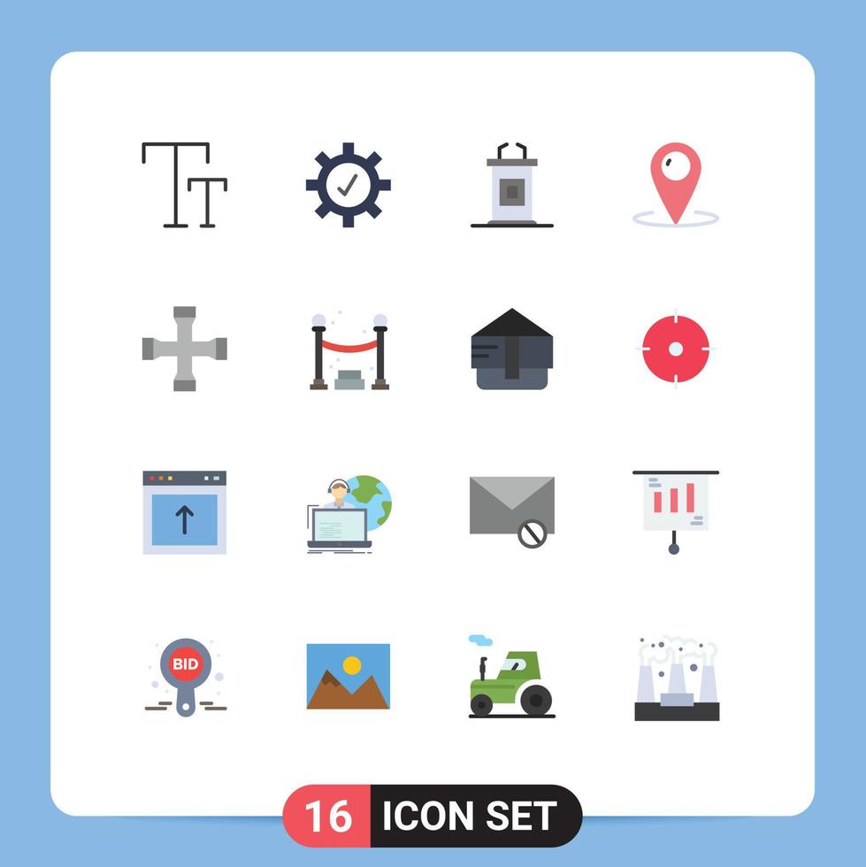 16 interface utilisateur pack de couleurs plates de signes et symboles modernes de construction de garage et d'outils service de réunion pack modifiable par le client d'éléments de conception de vecteur créatif