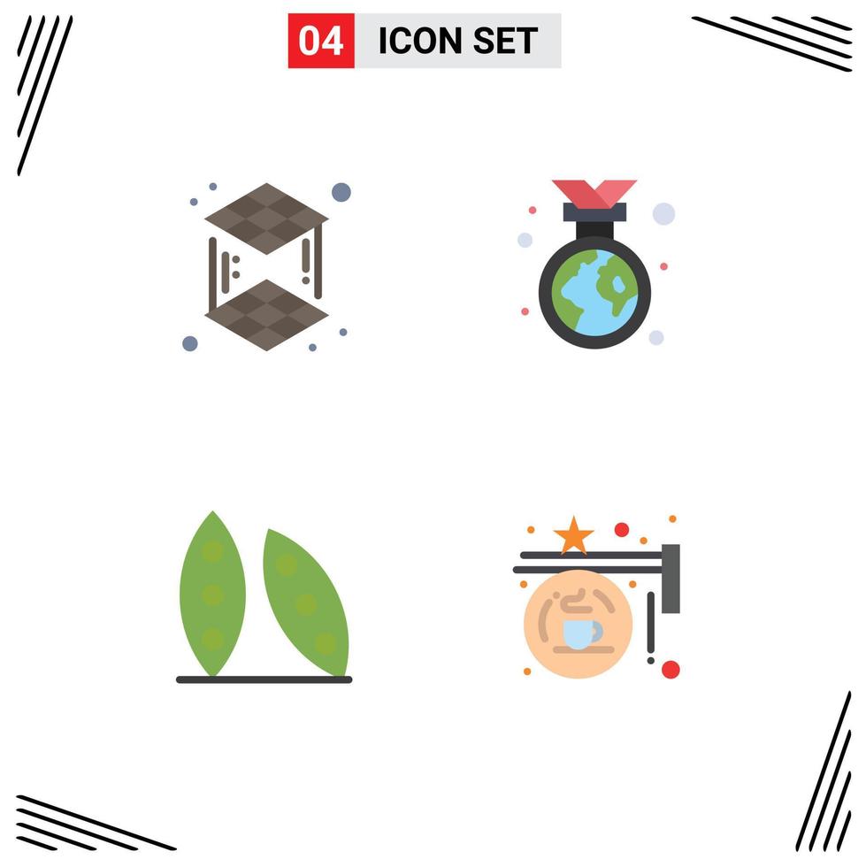 symboles d'icônes universels groupe de 4 icônes plates modernes d'éléments de conception vectoriels modifiables organiques environnement insigne alimentaire cube vecteur