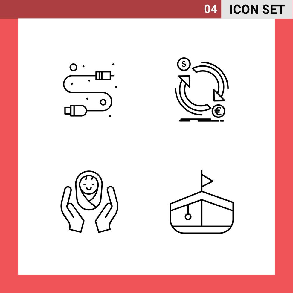 pack d'icônes vectorielles stock de 4 signes et symboles de ligne pour les mains de câble fil finance éléments de conception vectoriels modifiables pour la garde d'enfants vecteur