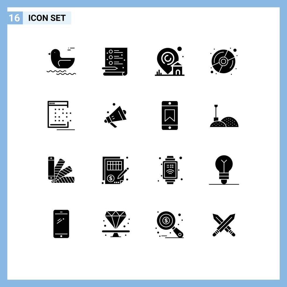 ensemble de 16 symboles d'icônes d'interface utilisateur modernes signes pour enregistrer les éléments de conception vectoriels modifiables de l'application de maison de réseau multimédia vecteur