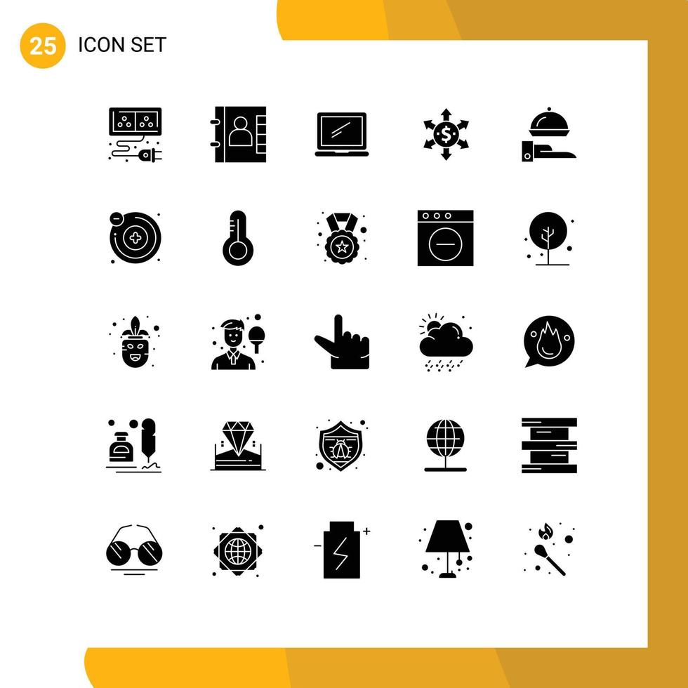 25 icônes créatives signes et symboles modernes de moniteur de nourriture de restaurant éléments de conception vectorielle modifiables dollar flèche vecteur
