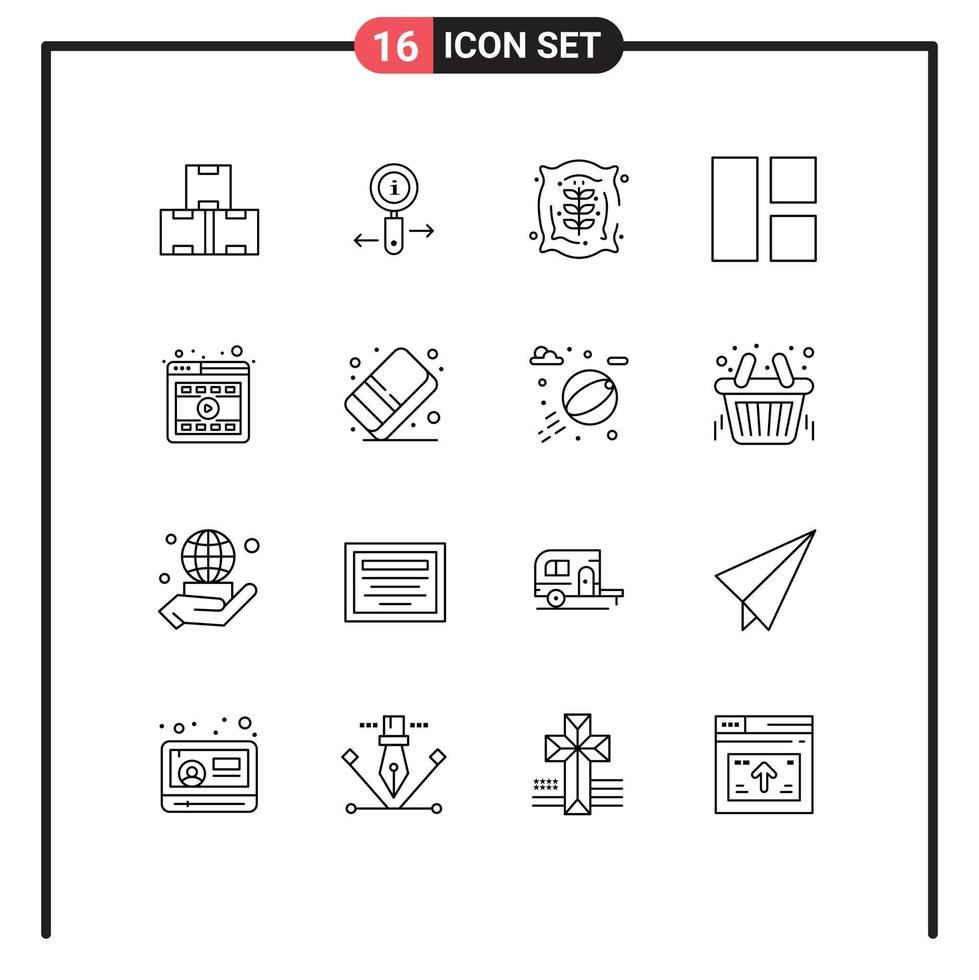 16 signes de contour universels symboles de mise en page du lecteur collage d'images agricoles éléments de conception vectoriels modifiables vecteur