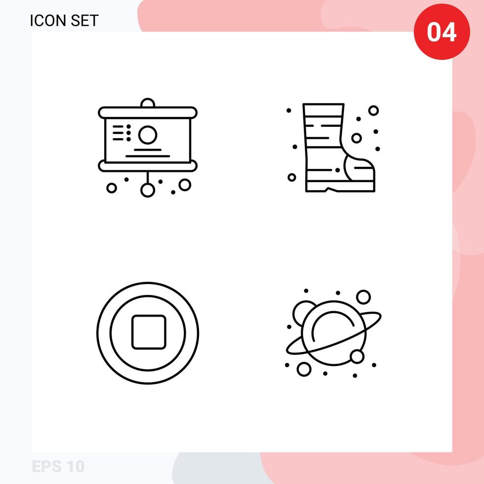 ensemble de 4 symboles d'icônes d'interface utilisateur modernes signes pour la présentation de l'arrêt du conseil éléments de conception vectoriels modifiables de l'école de sécurité vecteur
