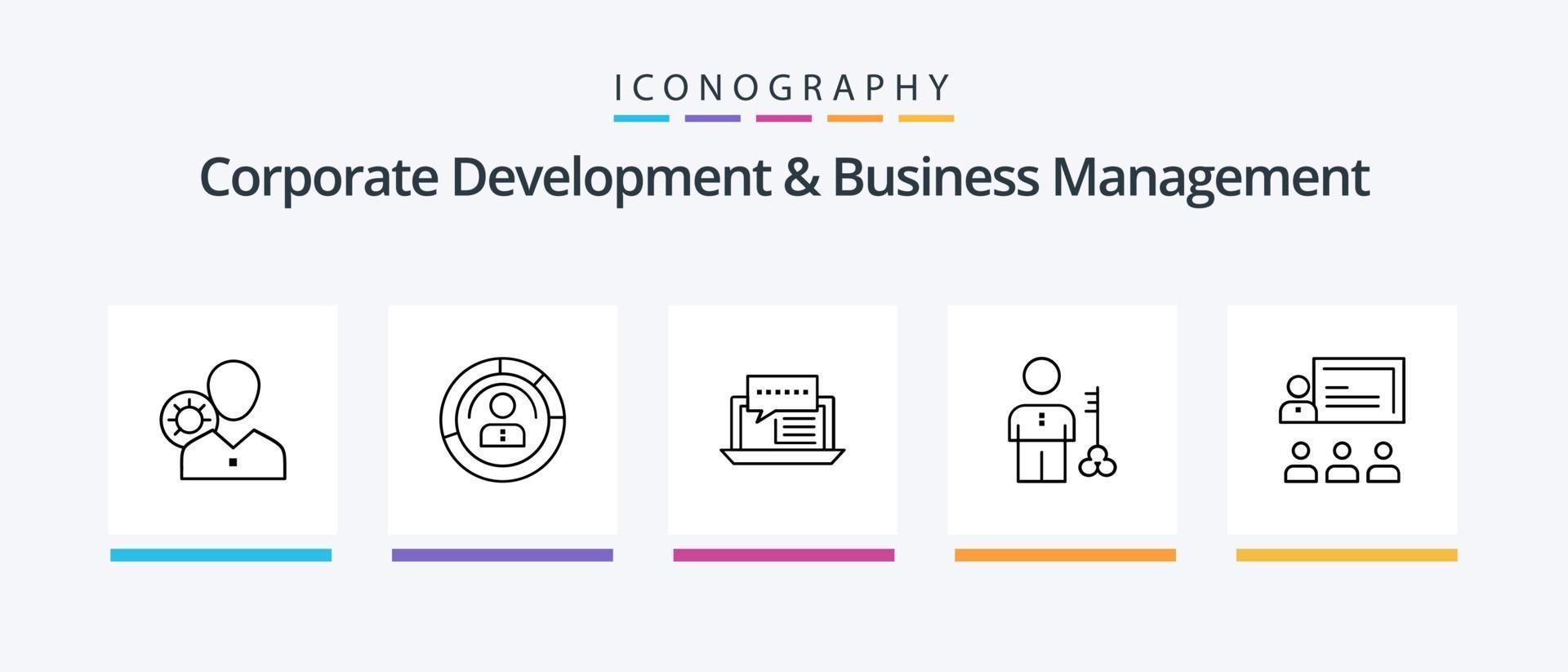 pack d'icônes ligne 5 de développement d'entreprise et de gestion d'entreprise, y compris graphique. graphique. avancement. croissance. Personnel. conception d'icônes créatives vecteur