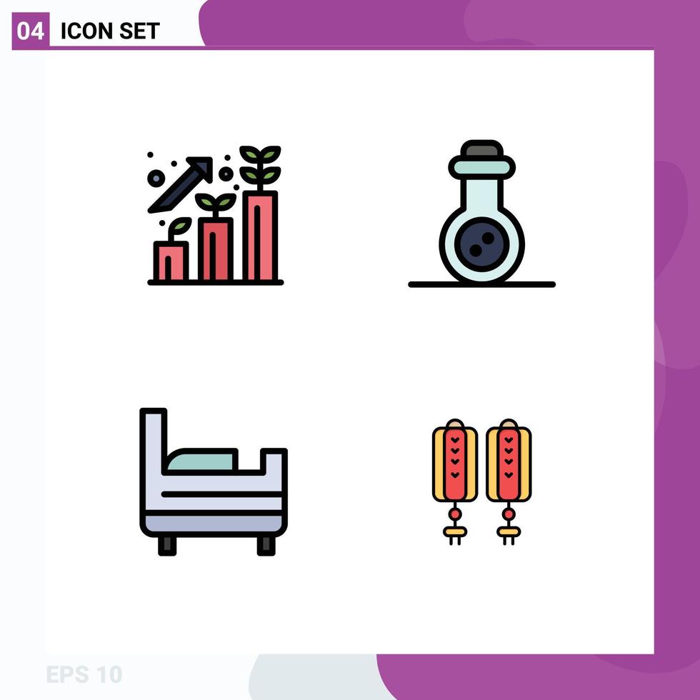ensemble de 4 symboles d'icônes d'interface utilisateur modernes signes pour les entreprises pendentif tube de profit éléments de conception vectoriels modifiables chinois vecteur