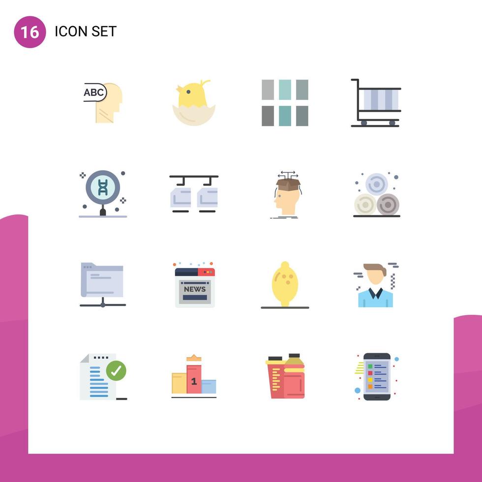 16 couleurs plates vectorielles thématiques et symboles modifiables de la science disposition de l'adn biologie marketing pack modifiable d'éléments de conception de vecteur créatif