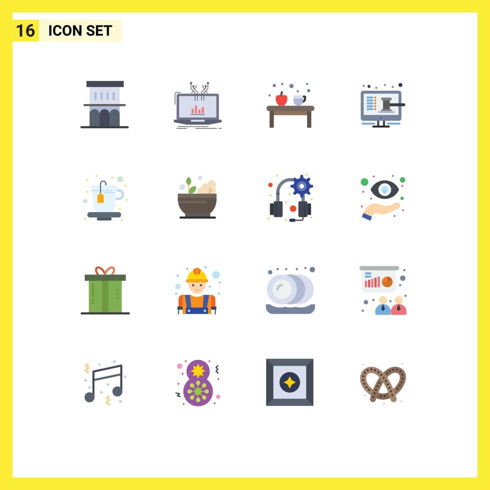 pack d'icônes vectorielles stock de 16 signes et symboles de ligne pour l'écran en ligne pack modifiable de boissons aux pommes en ligne d'éléments de conception de vecteur créatif
