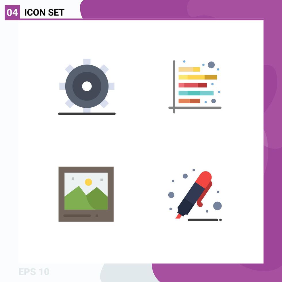 symboles d'icônes universels groupe de 4 icônes plates modernes de figures d'interface utilisateur de caméra de base éléments de conception vectoriels modifiables par photo vecteur