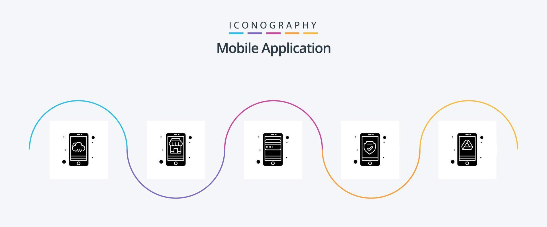 pack d'icônes glyphe 5 d'application mobile, y compris google. Chèque. Carte bancaire. Sécurité. Les données vecteur