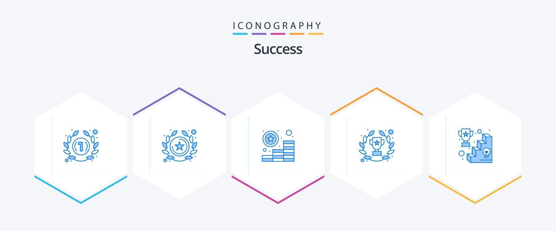 succès 25 pack d'icônes bleues, y compris le succès. Succès. pièces de monnaie. blé de laurier. atteindre vecteur
