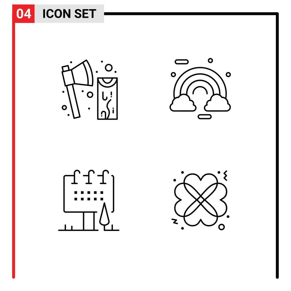 ensemble de 4 pack de couleurs plates remplies commerciales pour hache outil irlandais panneau d'affichage en nuage éléments de conception vectoriels modifiables vecteur