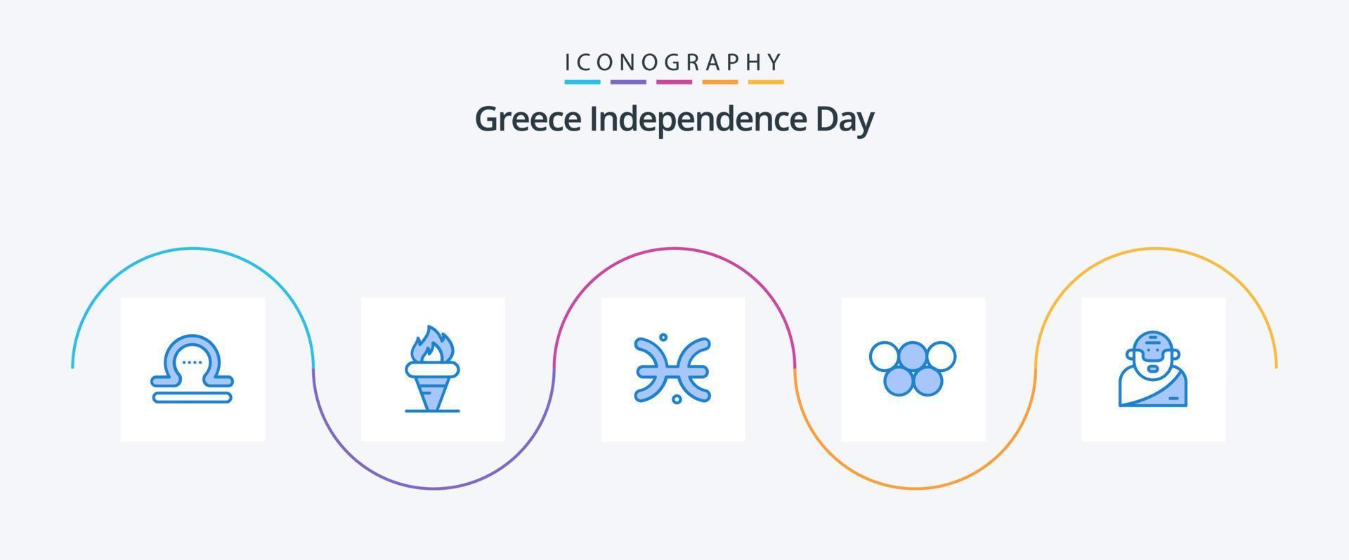 pack d'icônes bleues de la fête de l'indépendance de la grèce 5, y compris dieu. grec. olympique. Grèce. Grèce vecteur