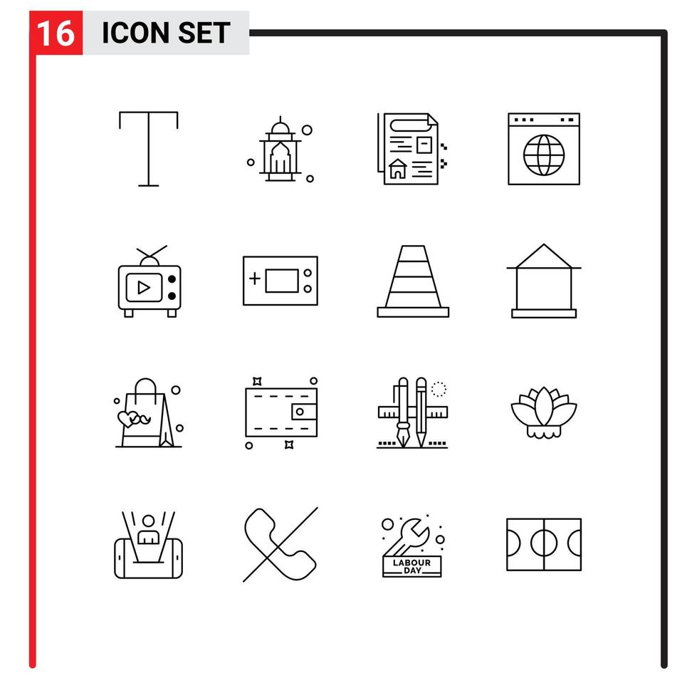 ensemble de 16 plans commerciaux pack pour jouer tv document lien site web éléments de conception vectoriels modifiables vecteur