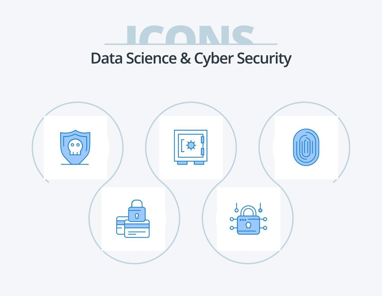 pack d'icônes bleues de la science des données et de la cybersécurité 5 conception d'icônes. sécurisé. casier. Sécurité. serrure. sécurisé vecteur