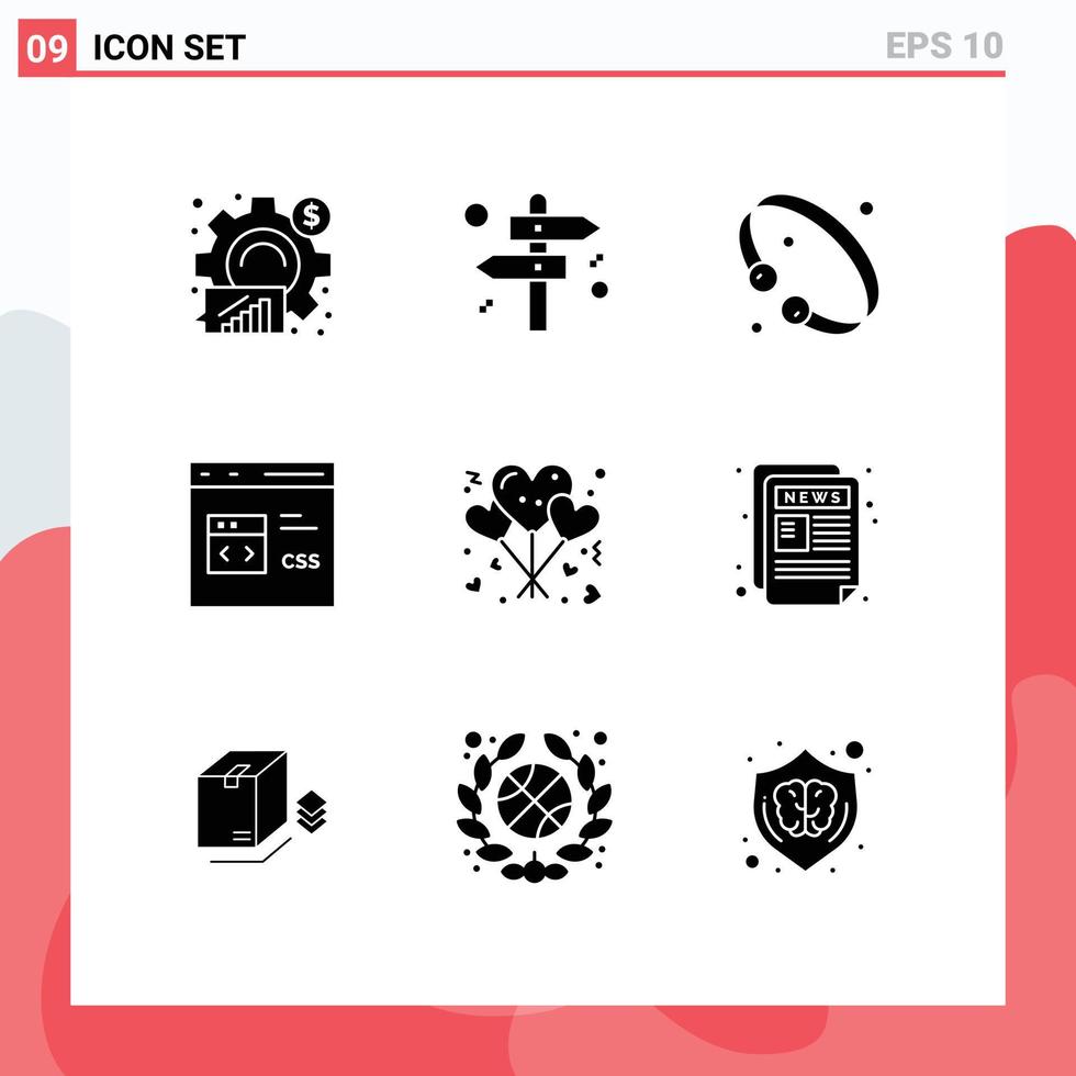 9 icônes créatives signes et symboles modernes du développement css bracelet codage éléments de conception vectoriels modifiables de luxe vecteur