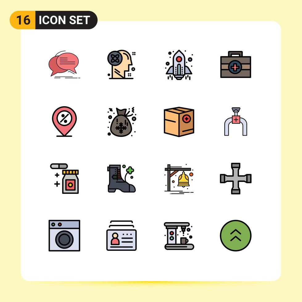 ensemble de 16 symboles d'icônes d'interface utilisateur modernes signes pour la solution de kit de commerce électronique démarrage de l'hôpital éléments de conception vectoriels créatifs modifiables vecteur