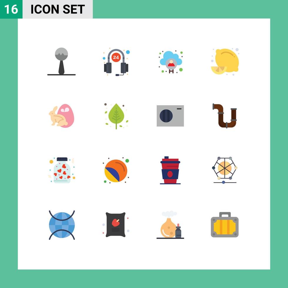 pack d'icônes vectorielles stock de 16 signes et symboles de ligne pour l'oeuf de pâques nuage citron fruit régime alimentaire pack modifiable d'éléments de conception de vecteur créatif