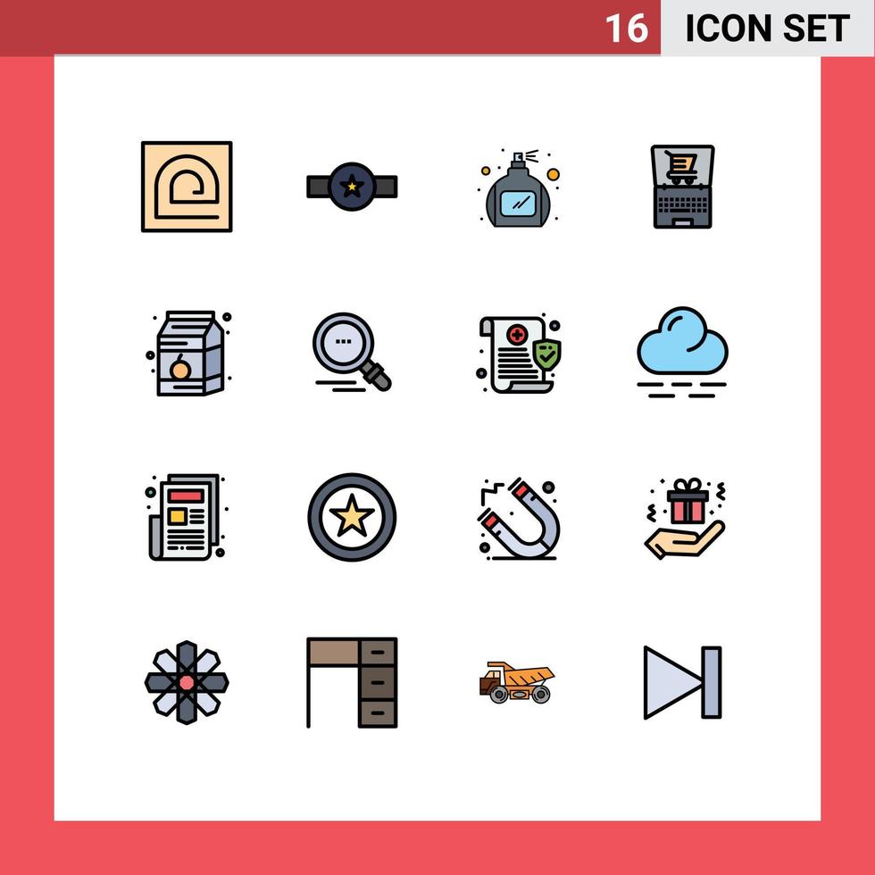 interface mobile ligne remplie de couleurs plates ensemble de 16 pictogrammes de petit-déjeuner e-commerce rang ordinateur portable spray éléments de conception vectoriels créatifs modifiables vecteur
