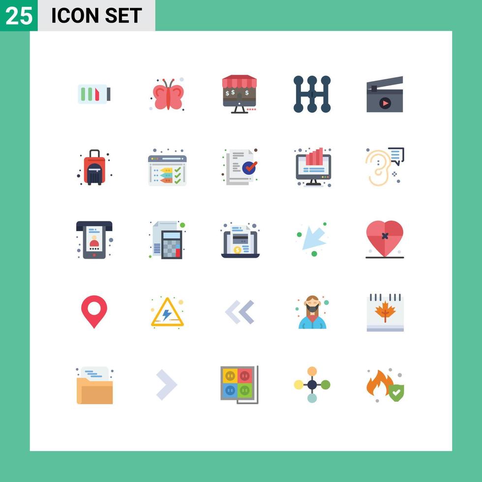 groupe de 25 couleurs plates modernes définies pour le film de sac en ligne film manuel éléments de conception vectoriels modifiables vecteur