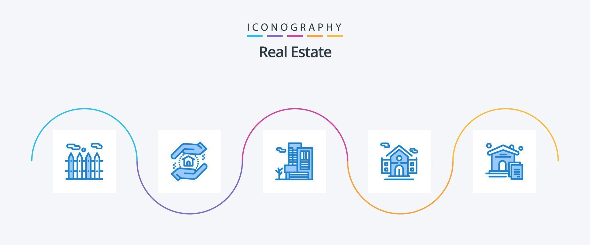 pack d'icônes immobilier bleu 5 comprenant. immobilier. domaine. document. domicile vecteur