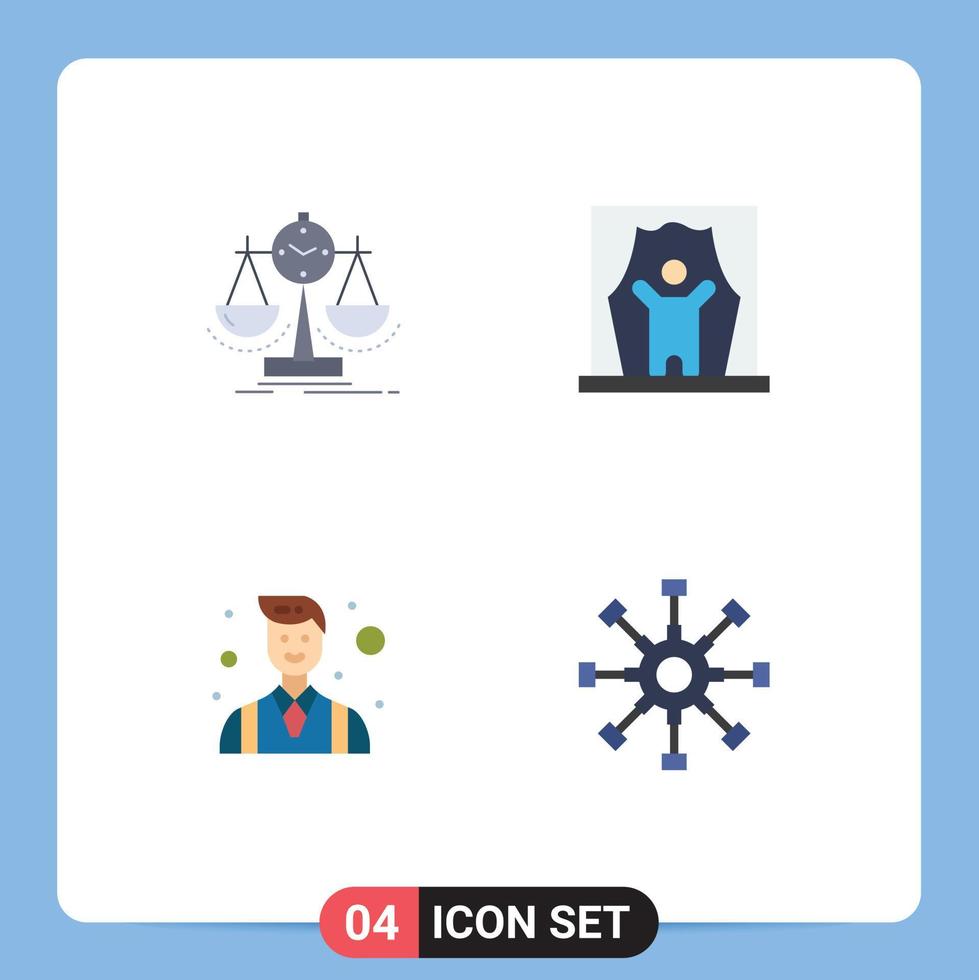 4 concept d'icônes plates pour sites Web mobiles et applications tableau de bord d'artiste professionnel équilibré artiste homme d'affaires éléments de conception vectoriels modifiables vecteur