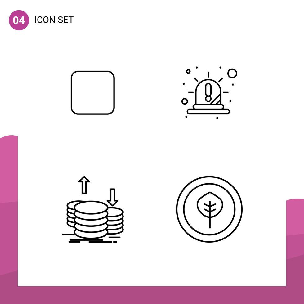 ensemble de 4 symboles d'icônes d'interface utilisateur modernes signes pour boîte finance alerte or rouge éléments de conception vectoriels modifiables vecteur