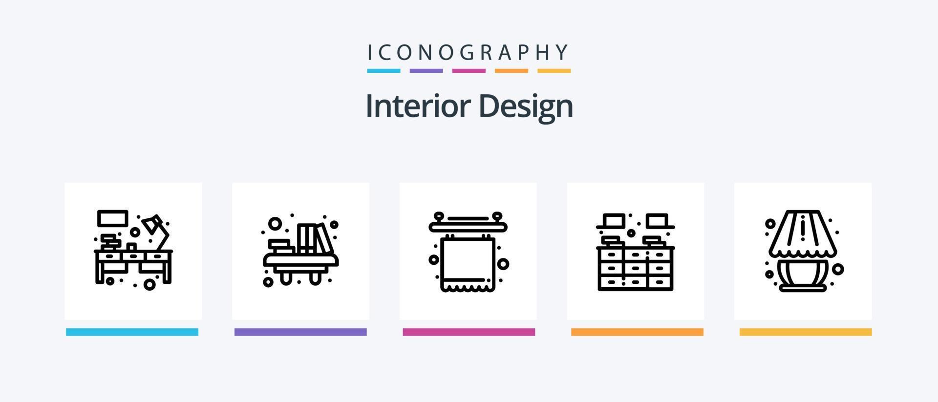 pack d'icônes de la ligne 5 de design d'intérieur, y compris l'enfant. sommeil. tapis. auberge. lit. conception d'icônes créatives vecteur