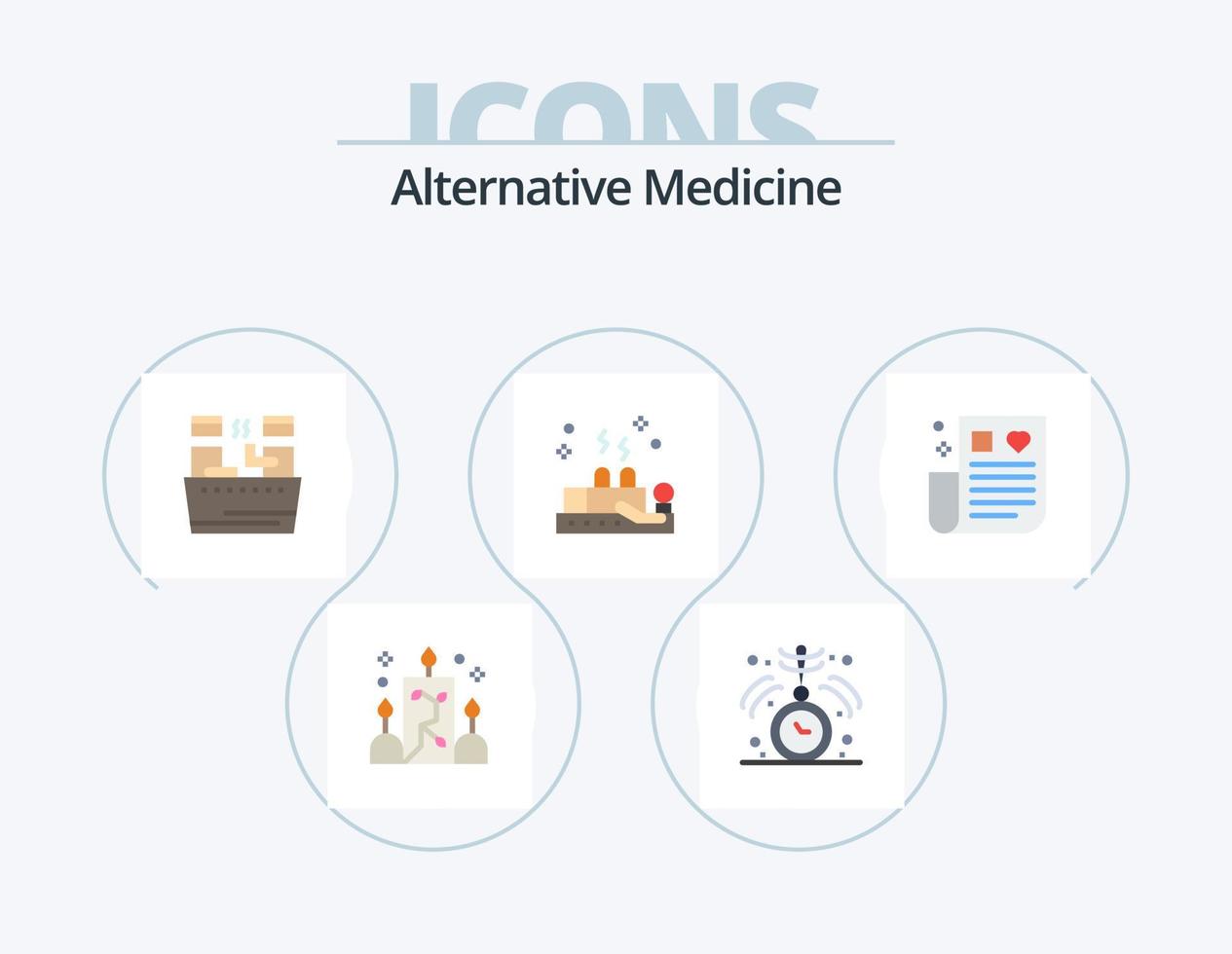 pack d'icônes plates de médecine alternative 5 conception d'icônes. soins de santé. bien-être. beauté. thérapie. ventouses vecteur