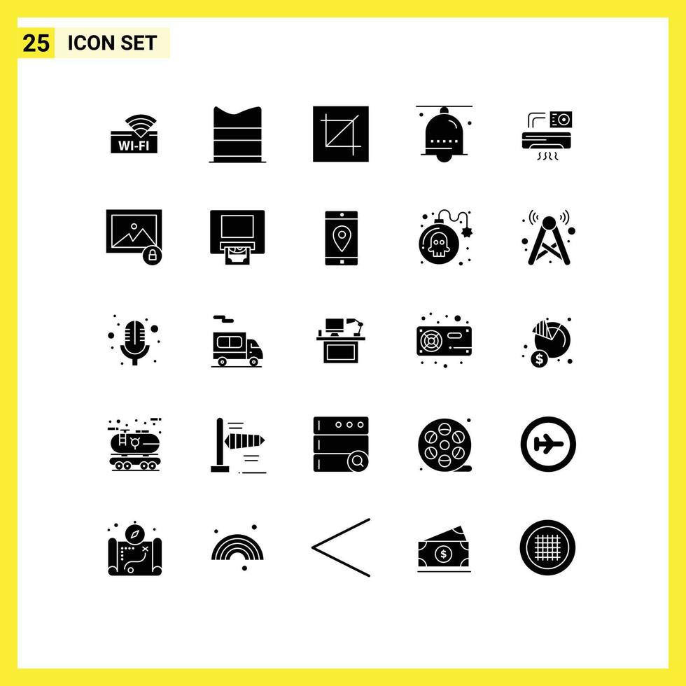 25 concept de glyphe solide pour les sites Web mobiles et les applications anneau main cloche récolte cloche outil éléments de conception vectoriels modifiables vecteur