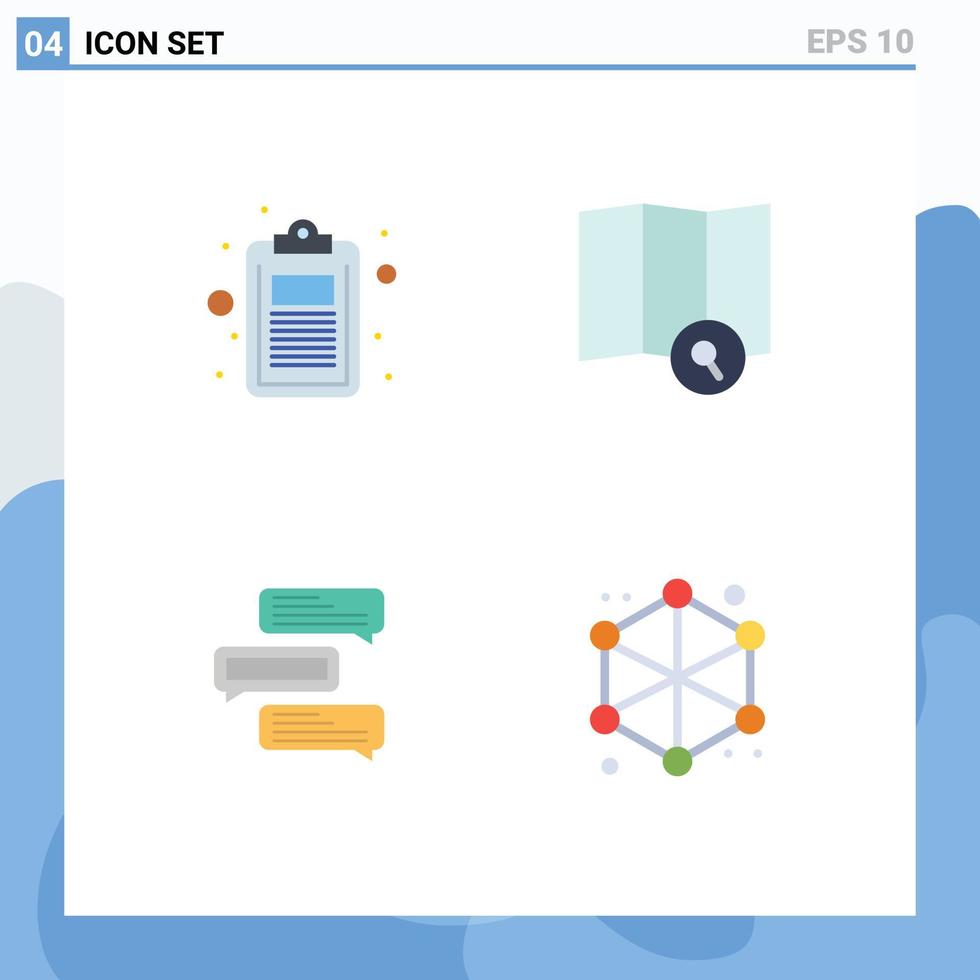 pack d'icônes vectorielles stock de 4 signes et symboles de ligne pour vérifier les bulles liste les conversations de la carte éléments de conception vectoriels modifiables vecteur