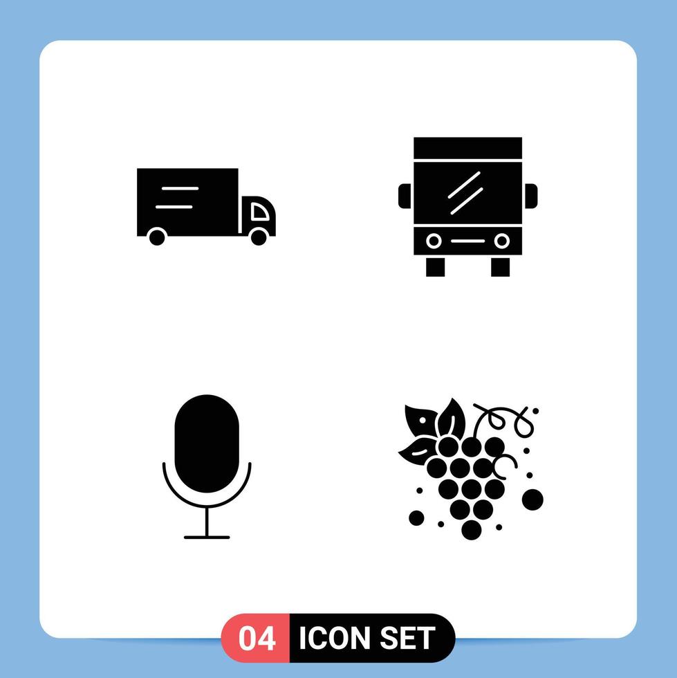4 icônes créatives signes et symboles modernes d'éléments de conception vectoriels modifiables de raisin de bus de régime de camion vecteur