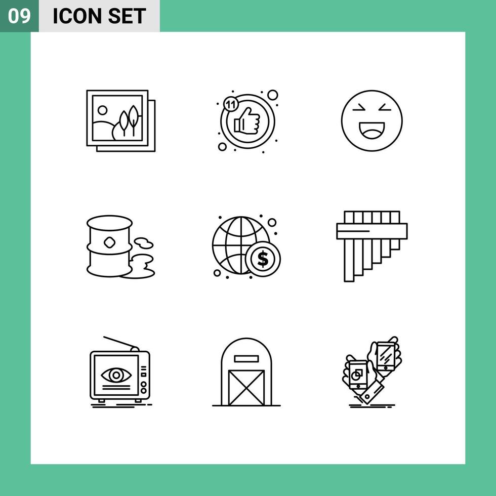 pack d'icônes vectorielles stock de 9 signes et symboles de ligne pour les affaires de la finance emoji pollution environnement éléments de conception vectoriels modifiables vecteur