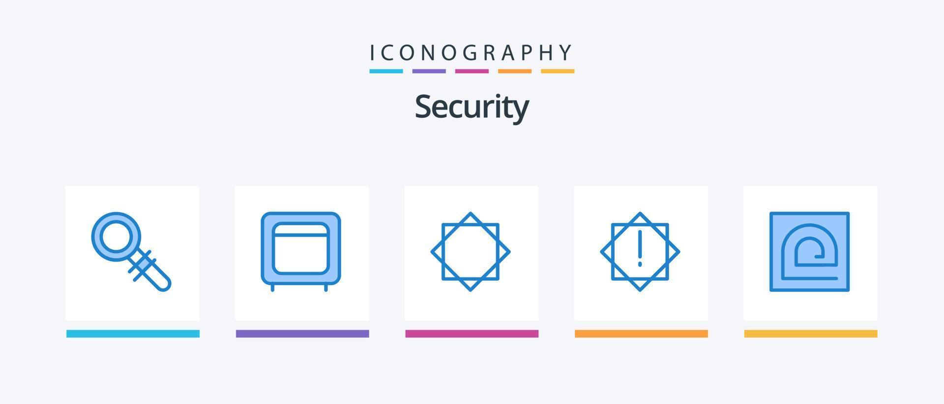 pack d'icônes bleu de sécurité 5, y compris les empreintes digitales. bloc. alerte. Attention. alerte. conception d'icônes créatives vecteur