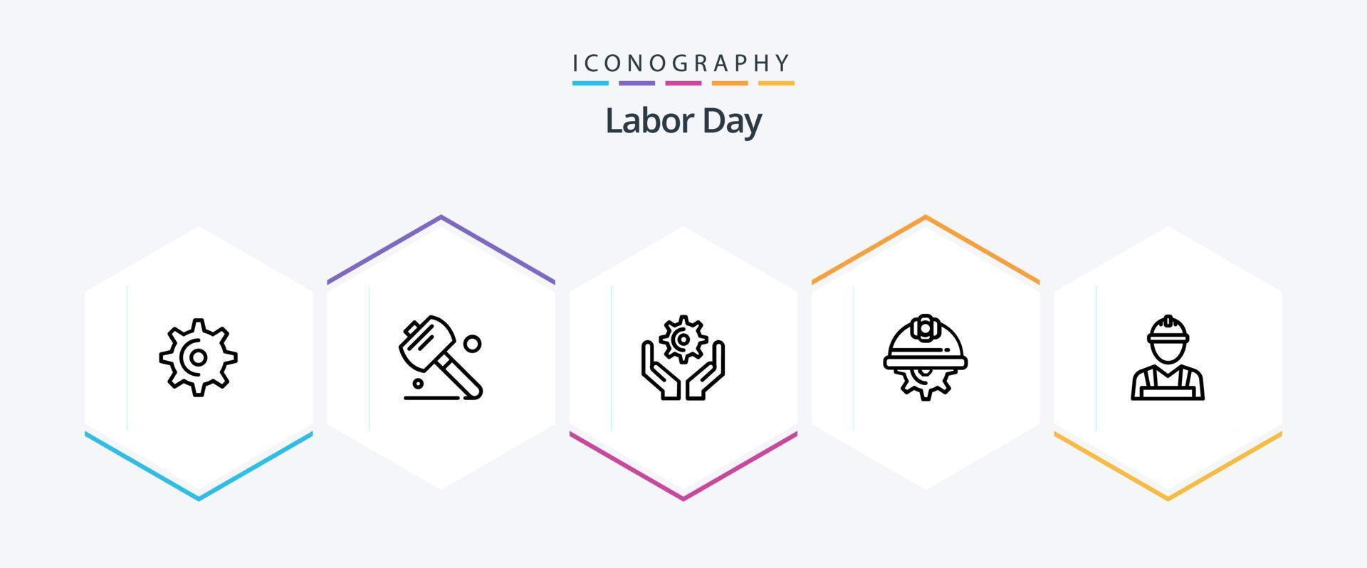 pack d'icônes de 25 lignes de la fête du travail, y compris l'équipement. casquette . outils. équipement vecteur