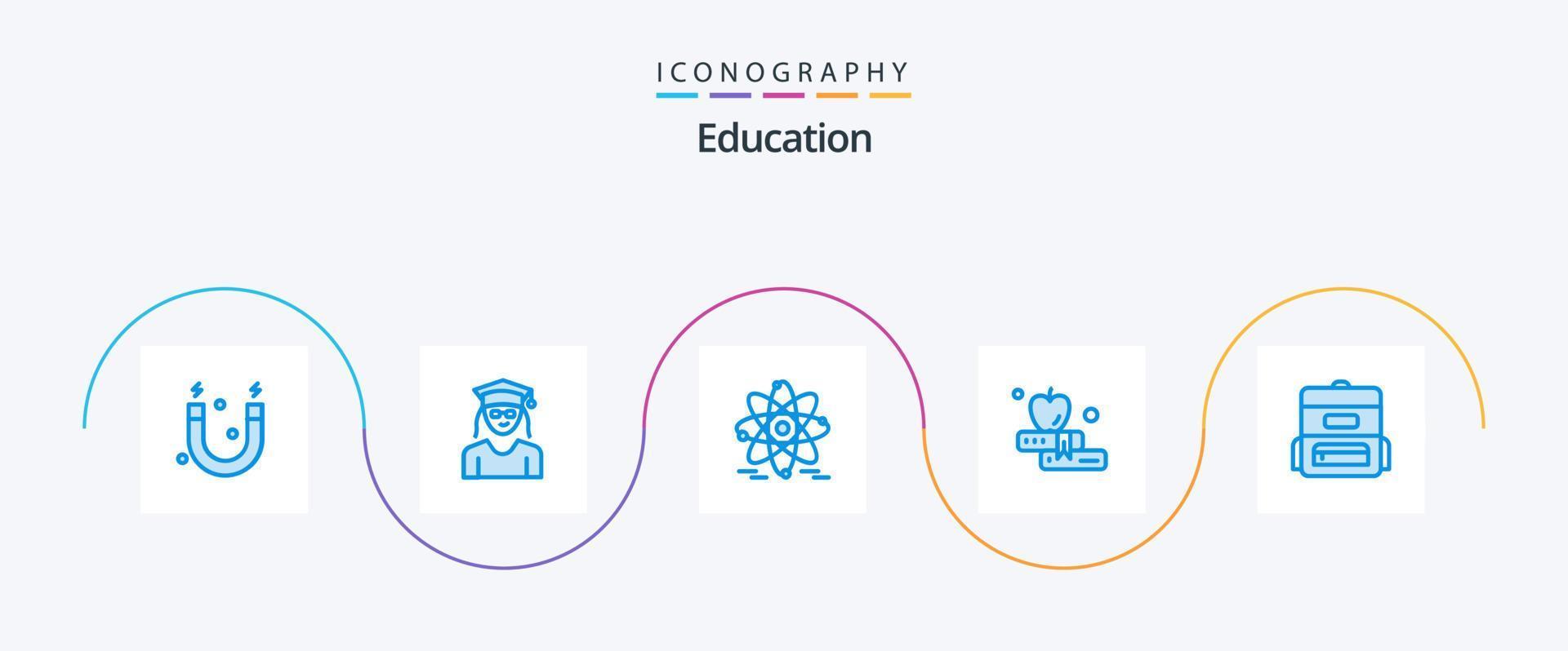 pack d'icônes bleu éducation 5 comprenant. cartable. éducation. éducation. éducation vecteur