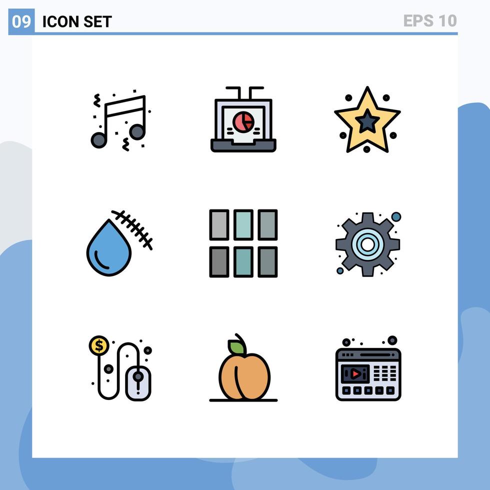 ensemble de 9 symboles d'icônes d'interface utilisateur modernes signes pour le rapport de coupe de plaie éléments de conception vectoriels modifiables d'étoile de sang vecteur