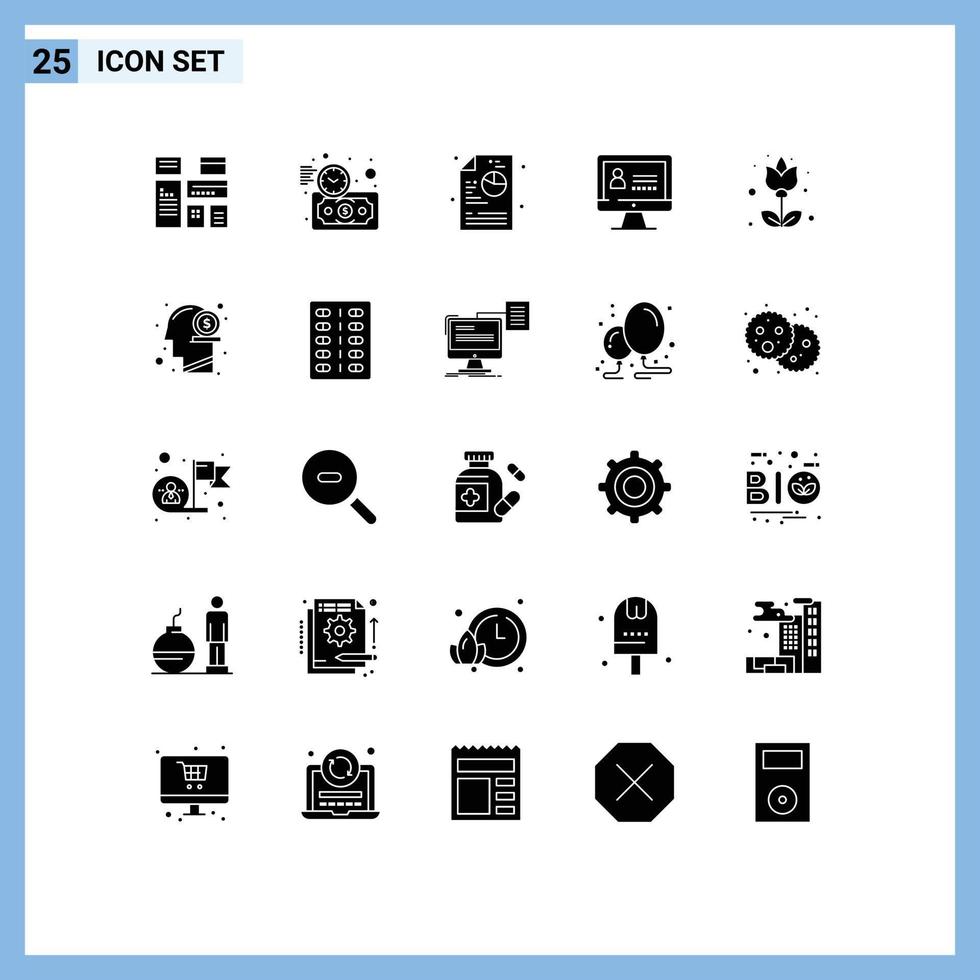 pack d'icônes vectorielles stock de 25 signes et symboles de ligne pour la flore florale éléments de conception vectoriels modifiables internet fleur créative vecteur