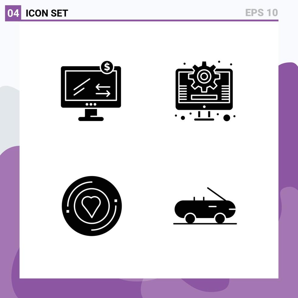 pack d'icônes vectorielles stock de 4 signes et symboles de ligne pour les éléments de conception vectoriels modifiables de cabriolet de marketing d'achat d'imprimante en ligne vecteur