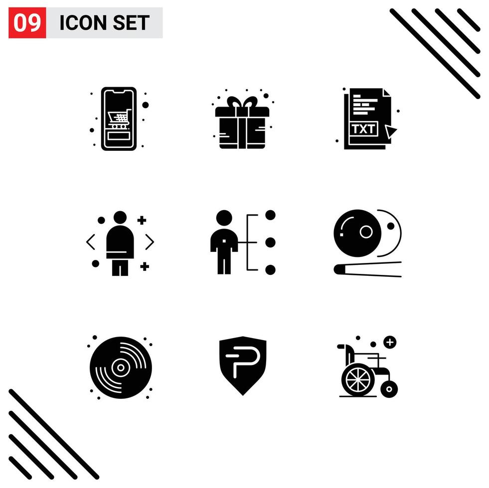 interface mobile glyphe solide ensemble de 9 pictogrammes de décision marketing présent comparer les éléments de conception vectoriels modifiables du fichier vecteur