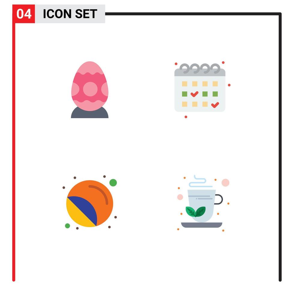 4 icône plate universelle signes symboles de décoration imprimante oeuf date timbre éléments de conception vectoriels modifiables vecteur