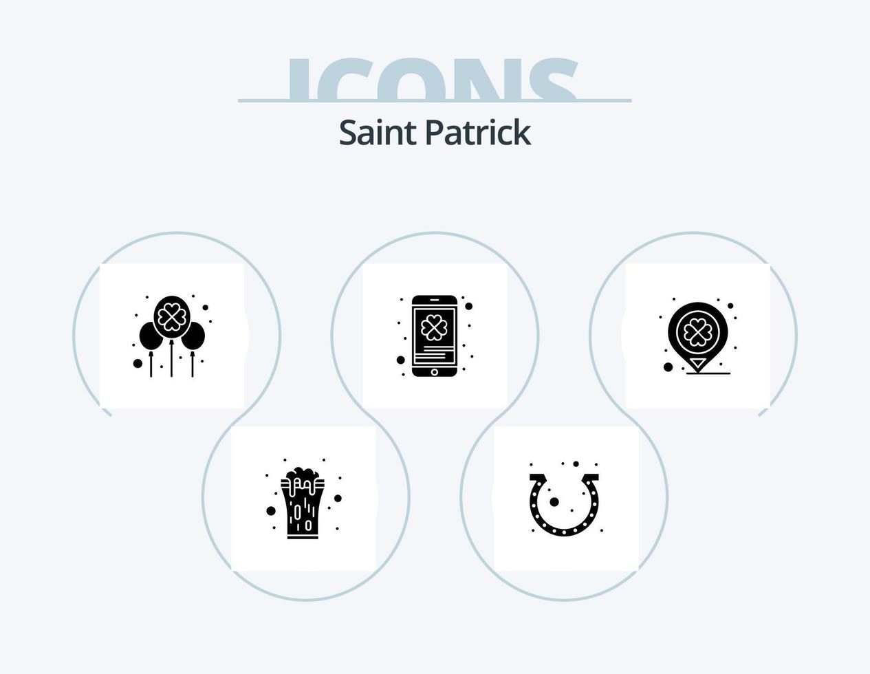 pack d'icônes glyphe saint patrick 5 conception d'icônes. téléphone fixe. téléphone portable. fer à cheval. irlandais. journée vecteur