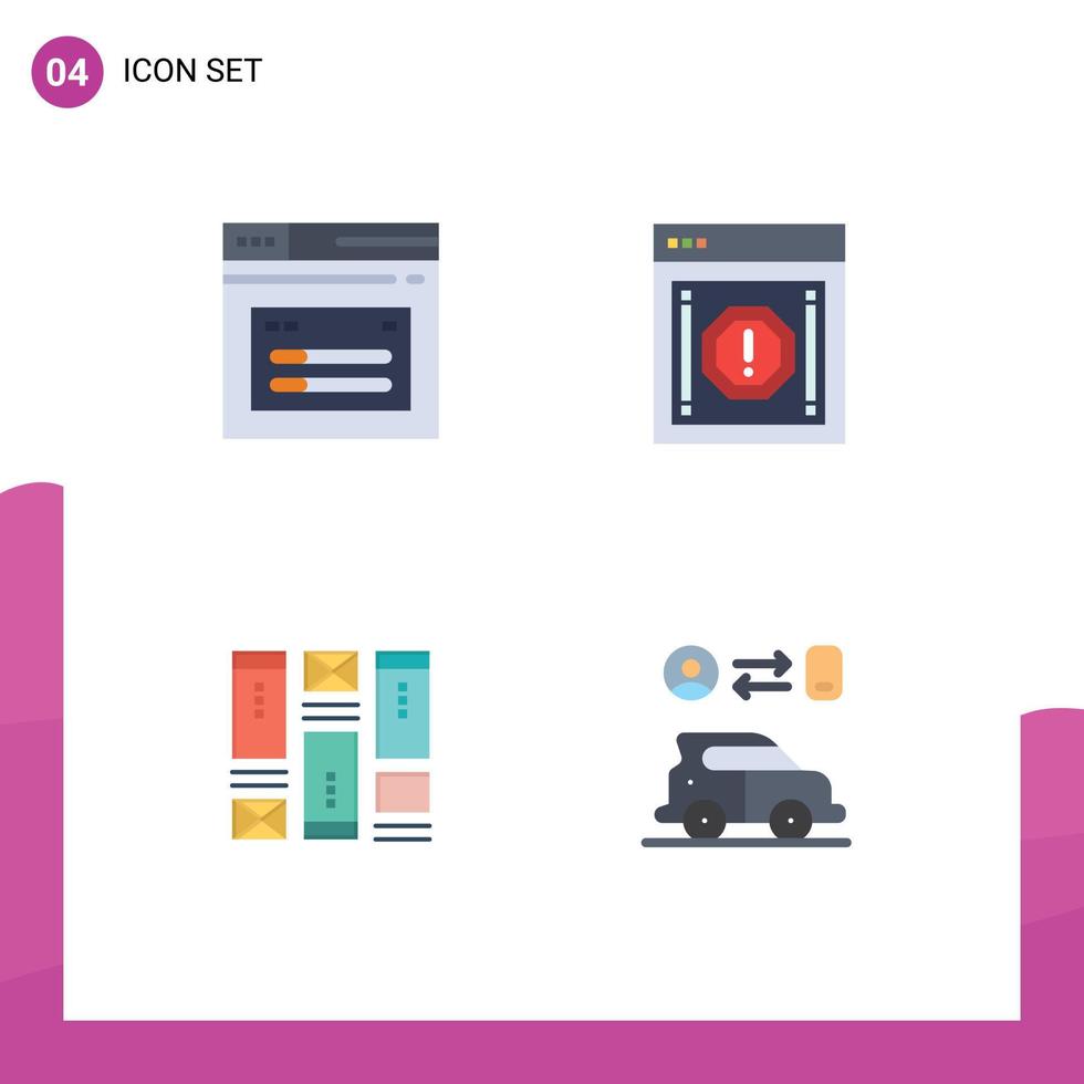ensemble de 4 symboles d'icônes d'interface utilisateur modernes signes pour internet wireframing message de site web wirefram éléments de conception vectoriels modifiables vecteur