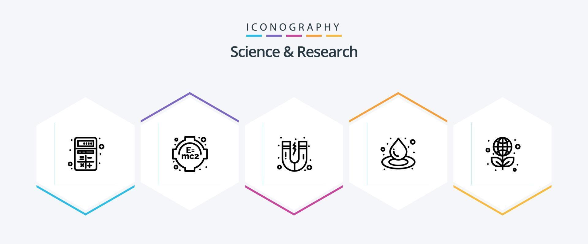 pack d'icônes de 25 lignes scientifiques, y compris la science. globe. attraction. éducation. liquide vecteur